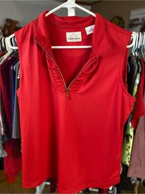 EP Pro Red Sleeveless Zip Golf Tank Top